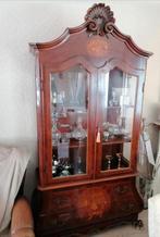 Antieke vitrinekast/servieskast barok stijl massief hout, Huis en Inrichting, Kasten | Vitrinekasten, Ophalen, Gebruikt, 25 tot 50 cm