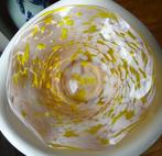 Antieke spatter glas schaal: oud roze + geel, Jaren '20, Antiek en Kunst, Antiek | Glas en Kristal, Ophalen of Verzenden