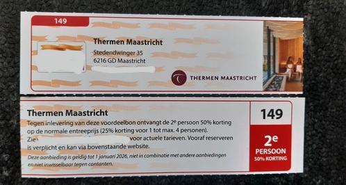 Thermen Maastricht 2e persoon 50% korting, Tickets en Kaartjes, Kortingen en Cadeaubonnen