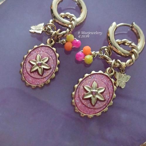 Roze eyecatchers, Sieraden, Tassen en Uiterlijk, Oorbellen, Zo goed als nieuw, Overige materialen, Roze, Ophalen of Verzenden