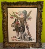 Jachttafereel Borduurwerk in Klassieke Lijst, Antiek en Kunst, Ophalen