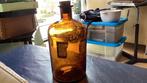 Antieke apothekersfles, handgeblazen bruin glas met kurk, Ophalen of Verzenden