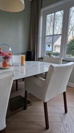 Eetkamerstoel wit leer, Huis en Inrichting, Stoelen, Ophalen, Gebruikt, Wit, Leer
