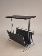 Vintage bijzettafeltje palissander hout met lectuurhouder, Gebruikt, ., Ophalen of Verzenden, .