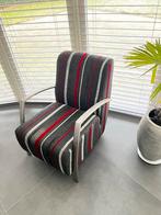 Vrolijke fauteuil antraciet met rode & witte belijning, Ophalen, 75 tot 100 cm, Zo goed als nieuw, 50 tot 75 cm