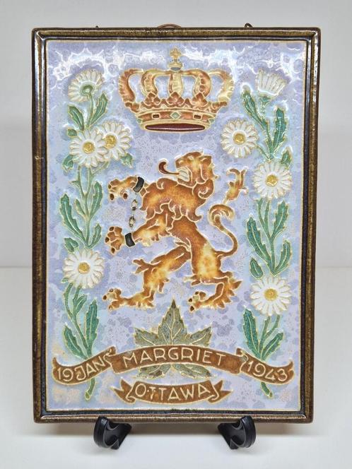 Cloisonné tegel Margriet Ottawa De Porceleyne Fles Delft., Antiek en Kunst, Antiek | Keramiek en Aardewerk, Ophalen of Verzenden