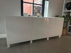 Besta Ikea Witte TV kast/dressoir met glasplaat - 180cm, Huis en Inrichting, Kasten | Dressoirs, 150 tot 200 cm, Ophalen of Verzenden