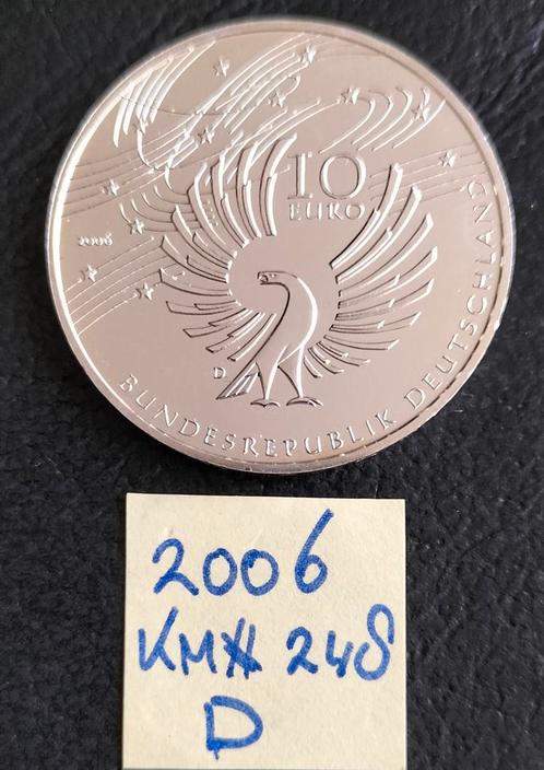 2006 10 Euro Mozart KM#248D 925/1000 Zilver., Postzegels en Munten, Munten | Europa | Euromunten, Losse munt, Duitsland, Zilver