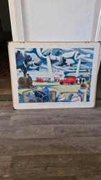 Vintage Luchtpost Poster Schiphol, Antiek en Kunst, Antiek | Schoolplaten, Ophalen of Verzenden, Overige thema's