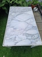 Brocant gietijzeren tafel met massief marmeren blad, Antiek en Kunst, Ophalen