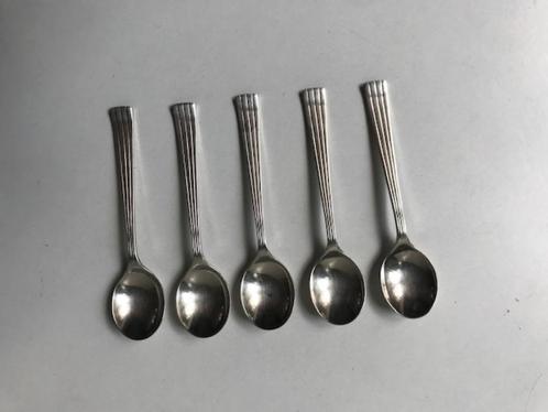 5 Verzilverde Empire lepeltjes van H. Hooijkaas voor Douwe E, Antiek en Kunst, Antiek | Bestek, Ophalen of Verzenden