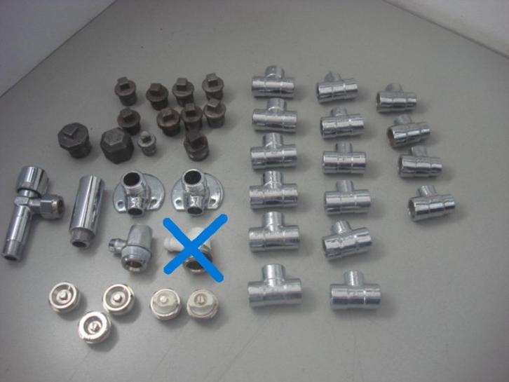 T stukken chroom, Kogelafsluiters, Zamak beugels, Doe-het-zelf en Verbouw, Buizen en Afvoer, Overige typen, Pvc, Minder dan 2 meter
