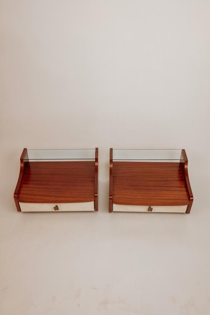 2x Zwevende Mid Century vintage nachtkastjes, Huis en Inrichting, Kasten | Ladekasten, Zo goed als nieuw, Minder dan 100 cm, 50 tot 100 cm