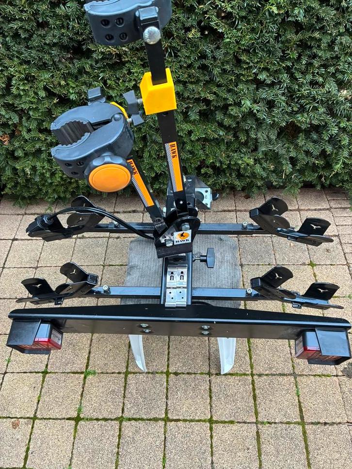 Spinder Hawk fietsdrager voor twee fietsen., Auto diversen, Fietsendragers, Gebruikt, Trekhaakdrager, 2 fietsen, Ophalen