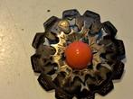 broche,zilver -4 cm,met bloedkoraal, Minder dan 4 cm, Ophalen of Verzenden, Zo goed als nieuw, Met edelsteen
