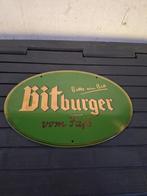 Bitburger vom tab Emaille Reclamebord bitte ein bit, Antiek en Kunst, Ophalen of Verzenden