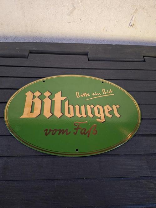 Bitburger vom tab Emaille Reclamebord bitte ein bit, Antiek en Kunst, Antiek | Emaille, Ophalen of Verzenden