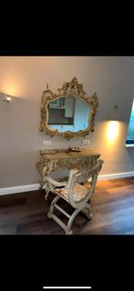 Silik barok sidetable met spiegel en stoel, Ophalen