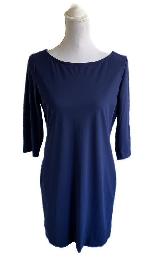 Mooie travelstof jurk van Ladress S, Kleding | Dames, Jurken, Zo goed als nieuw, Maat 36 (S), Blauw, Boven de knie, Ophalen of Verzenden