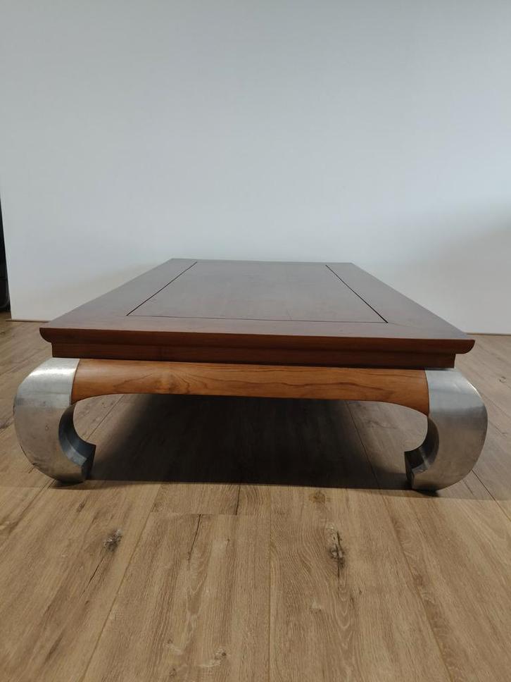 Jan de Bouvrie Opium Salontafel met Aluminium Details, Huis en Inrichting, Tafels | Salontafels, Gebruikt, Minder dan 50 cm, 100 tot 150 cm