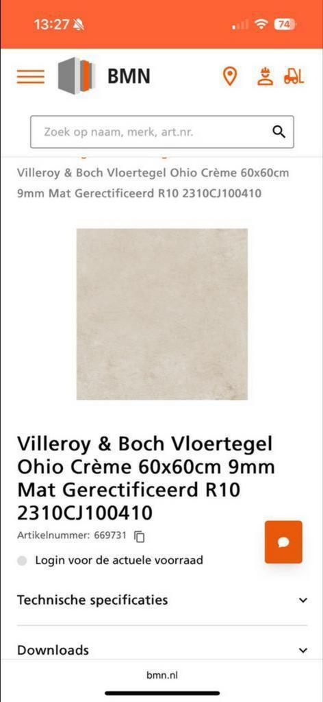 130m2 Villeroy & Boch Ohio Beige 60x60 Nieuw. €30,-m2, Doe-het-zelf en Verbouw, Tegels, Nieuw, Vloertegels, Keramiek, 60 cm of meer
