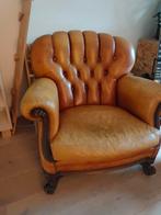 Antiek leren fauteuils (2stuks), Huis en Inrichting, Fauteuils, Ophalen, Zo goed als nieuw, 75 tot 100 cm, 75 tot 100 cm