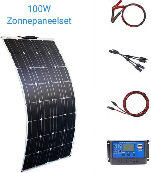 Compleet 100W zonnepaneel pakket - Plug and Play voor Camper, Caravans en Kamperen, Camper-accessoires, Nieuw, Verzenden