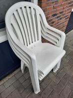 4 nette witte stapelbare tuinstoelen merk Grosfillex, Ophalen, Gebruikt, Kunststof, Stapelbaar