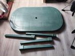 Donkergroen hard plastic tuintafel, Tuin en Terras, Tuintafels, Ophalen, Gebruikt, Ovaal, Plastic