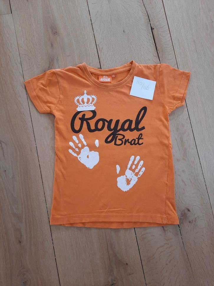 Oranje shirt Koningsdag, maat 110/116, Kinderen en Baby's, Kinderkleding | Maat 110, Gebruikt, Jongen, Shirt of Longsleeve, Ophalen of Verzenden