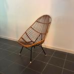 Vintage rotans stoel, mooi model, jaren 60, Ophalen, Zo goed als nieuw, Zwart, Eén