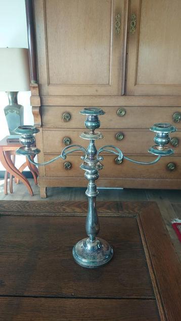 Kandelaar 3-arms Hollandia plate zwaar verzilverd Vintage  beschikbaar voor biedingen