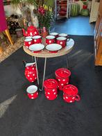 Vintage Emaille Servies met Rode Stippen, Antiek en Kunst, Ophalen of Verzenden