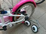 Btwin 16 inch fiets meisjes met zijwieltjes, Fietsen en Brommers, Fietsen | Meisjes, Ophalen, Gebruikt, 16 inch, Handrem