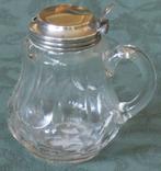 Nr H183: Geslepen kristallen mosterdpotje, zilveren dop, Antiek en Kunst, Ophalen of Verzenden