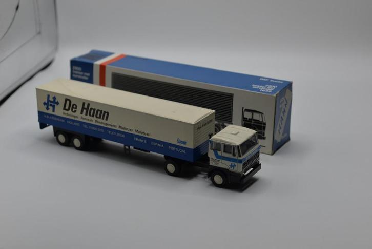 Lion Car Daf 2800 De Haan verhuizingen, Hobby en Vrije tijd, Modelauto's | 1:50, Zo goed als nieuw, Bus of Vrachtwagen, Lion Toys