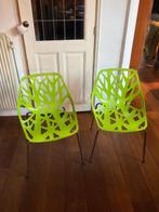 Drie leuke groene stapelnare stoelen, Huis en Inrichting, Stoelen, Ophalen, Overige materialen, Gebruikt, Twee