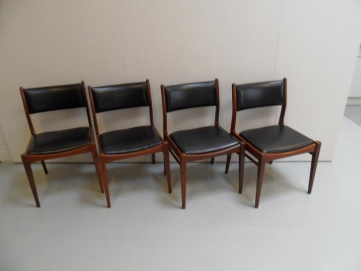 Vintage Mid Century eetkamer stoelen, Huis en Inrichting, Stoelen, Gebruikt, Vier, Bruin, Ophalen of Verzenden