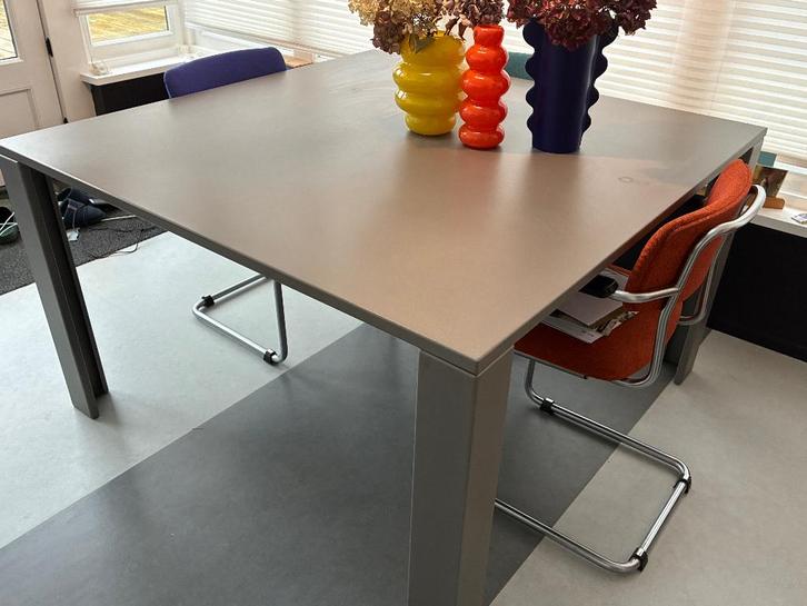 eetkamertafel, Huis en Inrichting, Tafels | Eettafels, Gebruikt, 100 tot 150 cm, 100 tot 150 cm, Vier personen, Vierkant, Metaal