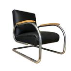 Armchair In Zwart Leder Van Tubax, Ophalen, 75 tot 100 cm, 50 tot 75 cm, Gebruikt