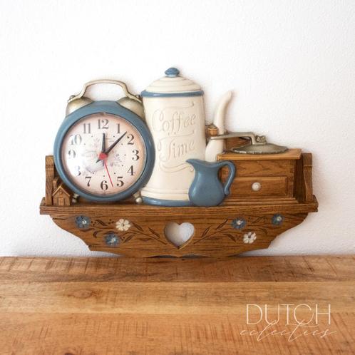 Vintage Burwood Koffieklok uit 1988, Retro Keuken Muurhanger, Huis en Inrichting, Woonaccessoires | Klokken, Zo goed als nieuw