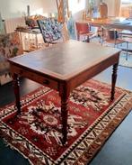 Antieke Engelse schrijftafel met lederen blad, Ophalen of Verzenden