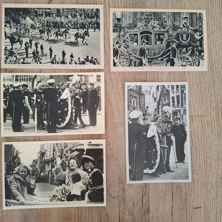 Div. H.M.Koningin Juliana in de gouden koets 6 sept.1948, Verzamelen, Koninklijk Huis en Royalty, Nieuw, Kaart, Foto of Prent