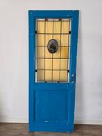 Prachtige antieke Scheveningse Glas In Lood deur met origine, Ophalen of Verzenden, Glas, Binnendeur, 200 tot 215 cm