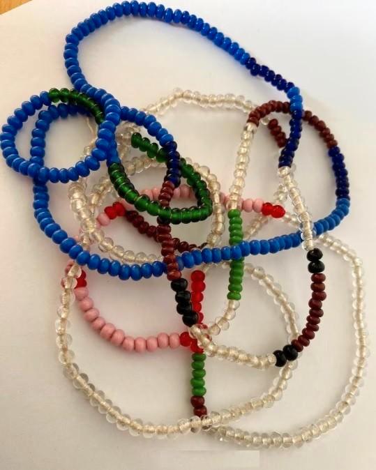 Zeer Lange Tribal Art Afrika glaskralen ketting Ibiza, Sieraden, Tassen en Uiterlijk, Kettingen, Zo goed als nieuw, Overige materialen