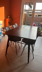 Zwarte eettafel, Ophalen, 200 cm of meer, 50 tot 100 cm, Zo goed als nieuw