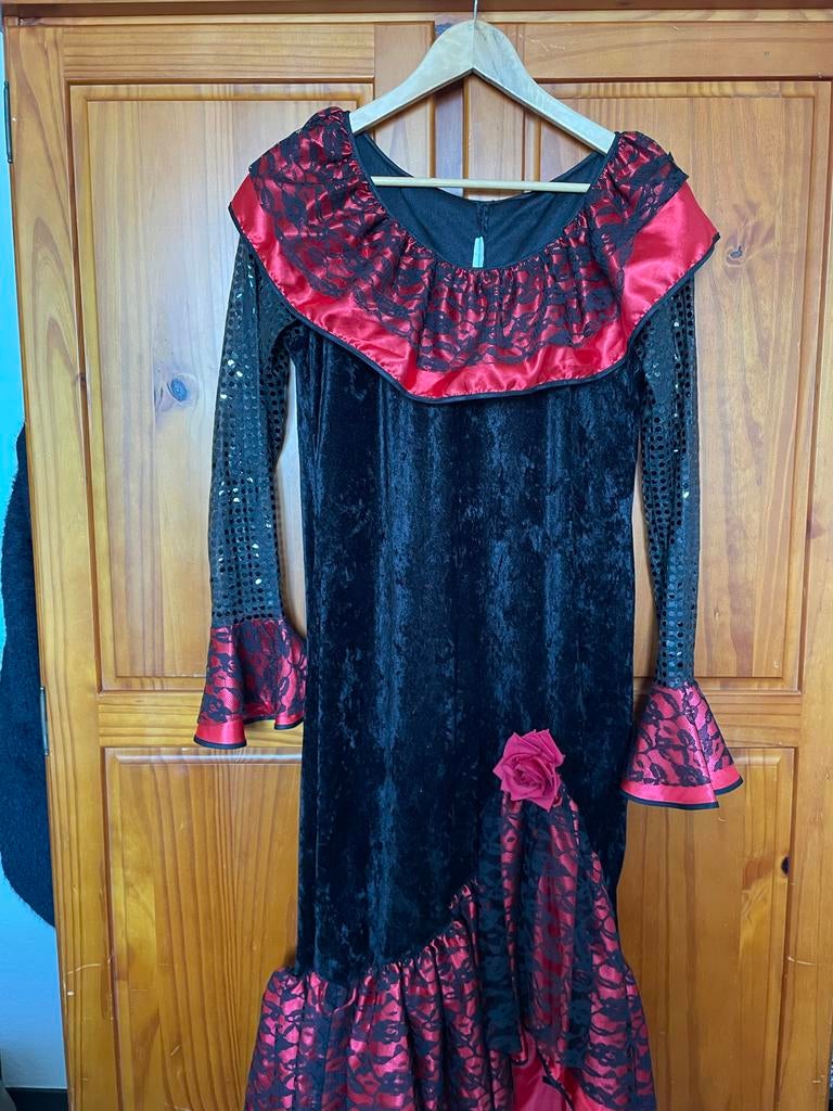 Spaanse danseres jurk met hoed - Maat 38/40, Maat 38/40 (M), Carnaval, Ophalen of Verzenden, Kleding