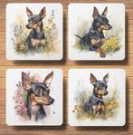 Dwergpincher Aquarel onderzetters met houder, Ophalen of Verzenden, Nieuw, Glas of Kopje