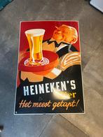 Heineken Emaille Reclamebord, Verzamelen, Ophalen of Verzenden, Gebruikt, Reclamebord