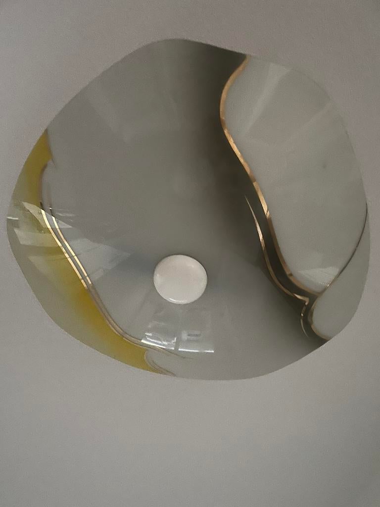 Jaren 50-60 Vintage plafondlamp Schaallamp Plafonnière glas, Antiek en Kunst, Ophalen of Verzenden